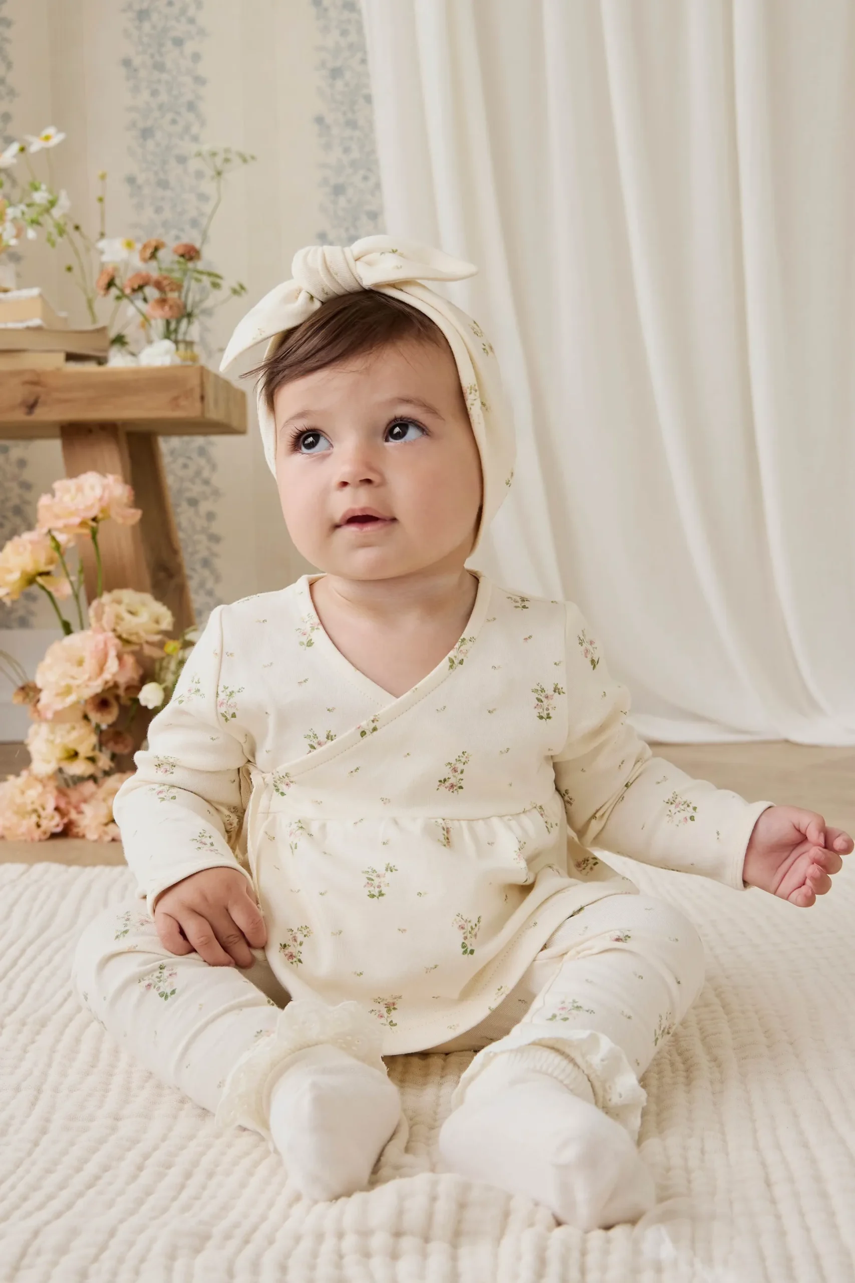 Organic Cotton Clemence Wrap Top - Josepha Egret Small
