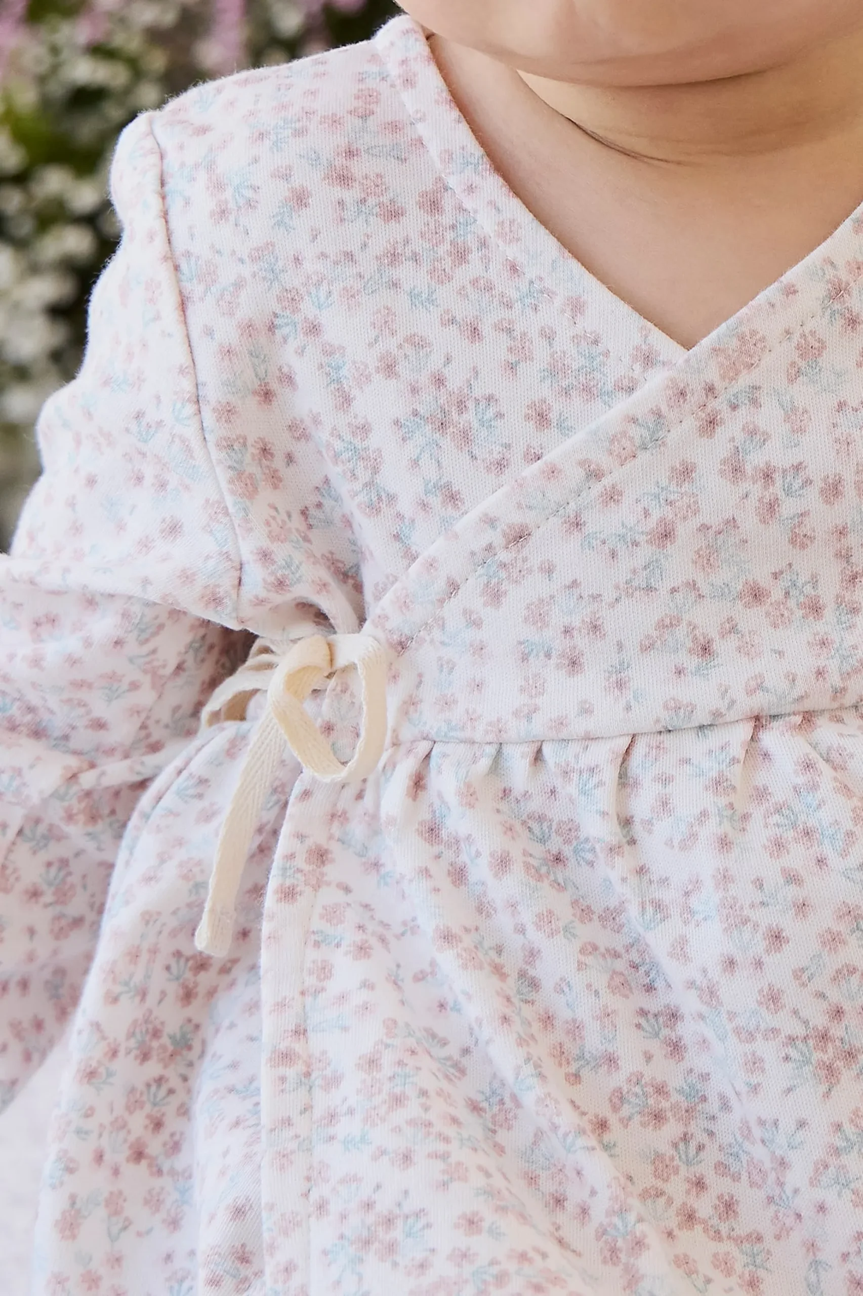 Organic Cotton Clemence Wrap Top - Posy Milk