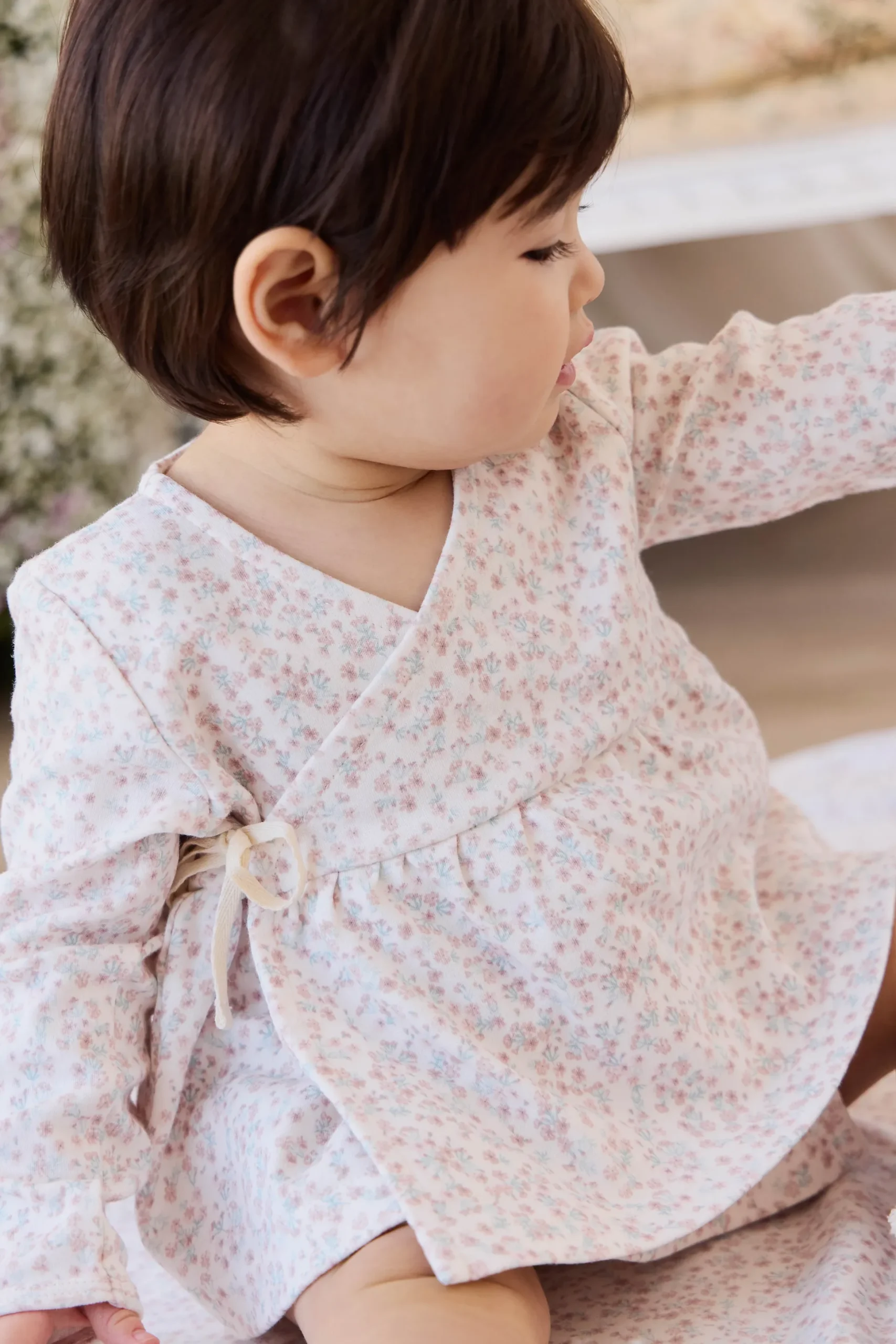 Organic Cotton Clemence Wrap Top - Posy Milk