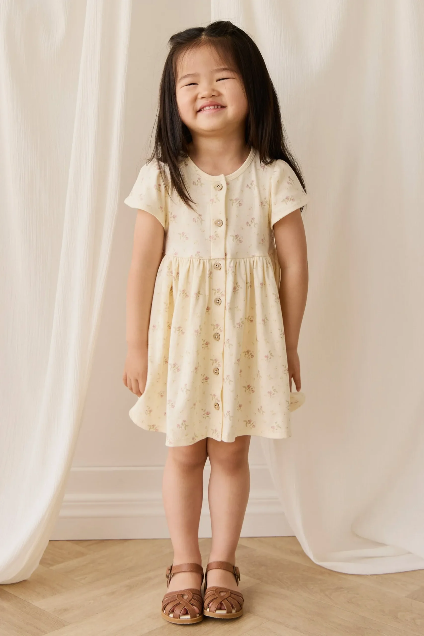 Organic Cotton Dahlia Dress - Thelma Parchment