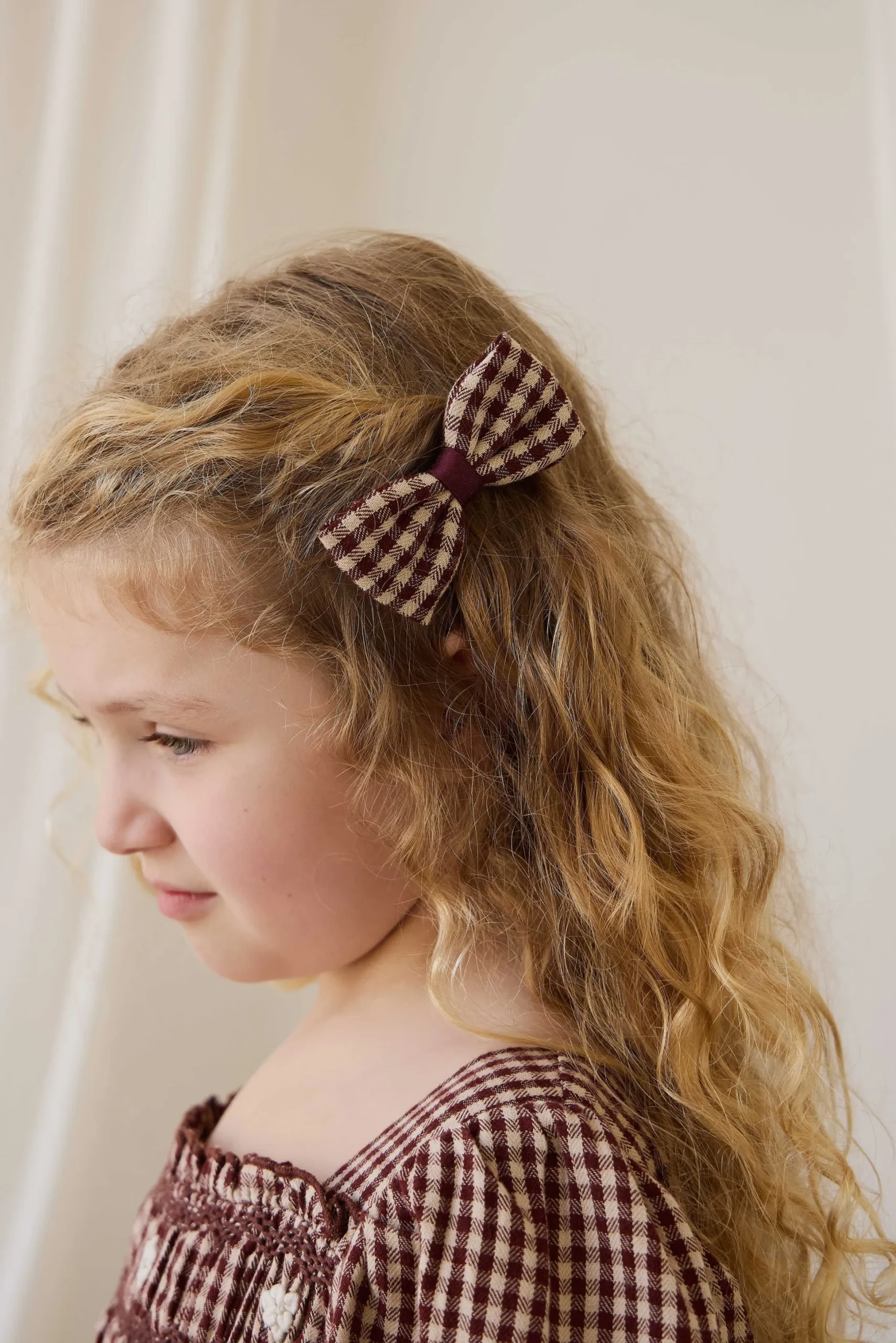 Organic Cotton Desiree Bow - Cinnamon Gingham