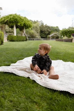 Organic Cotton Elowen Playsuit - Woodland Check