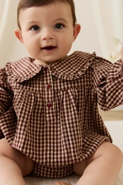 Organic Cotton Elowen Playsuit - Cinnamon Gingham