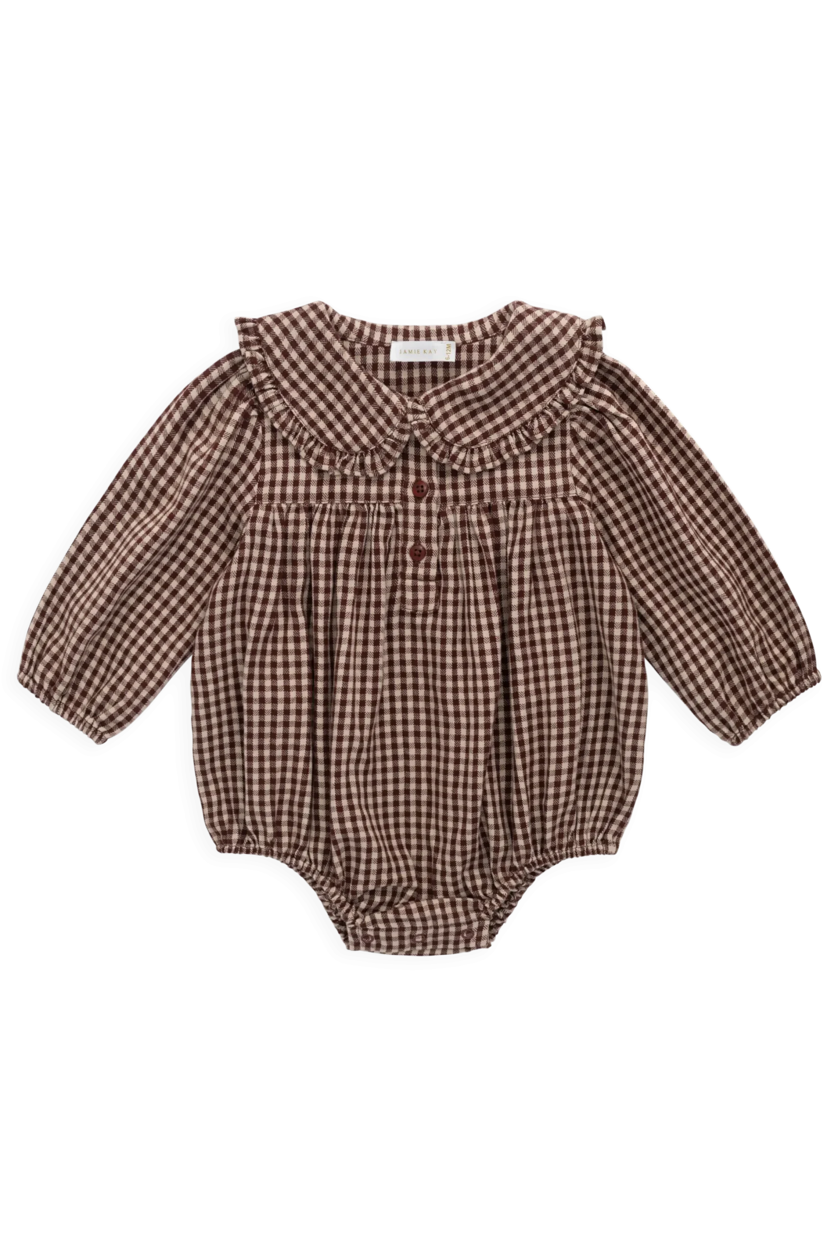 Organic Cotton Elowen Playsuit - Cinnamon Gingham