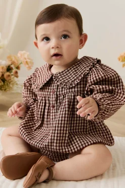Organic Cotton Elowen Playsuit - Cinnamon Gingham