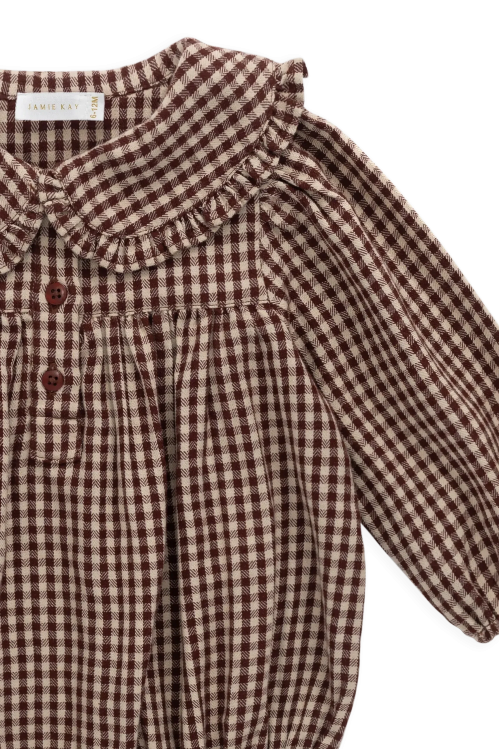 Organic Cotton Elowen Playsuit - Cinnamon Gingham