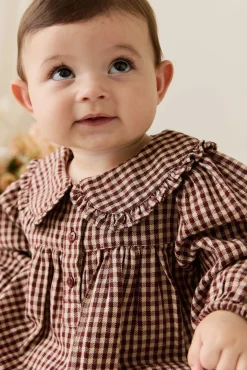 Organic Cotton Elowen Playsuit - Cinnamon Gingham