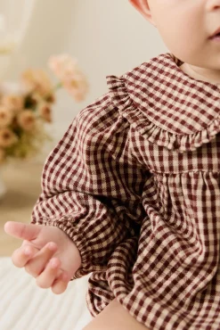 Organic Cotton Elowen Playsuit - Cinnamon Gingham