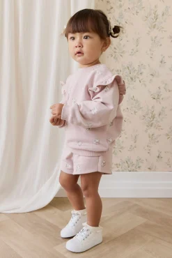 Organic Cotton Etta Short-Bow Kitties Mauve