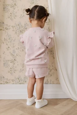 Organic Cotton Etta Short-Bow Kitties Mauve
