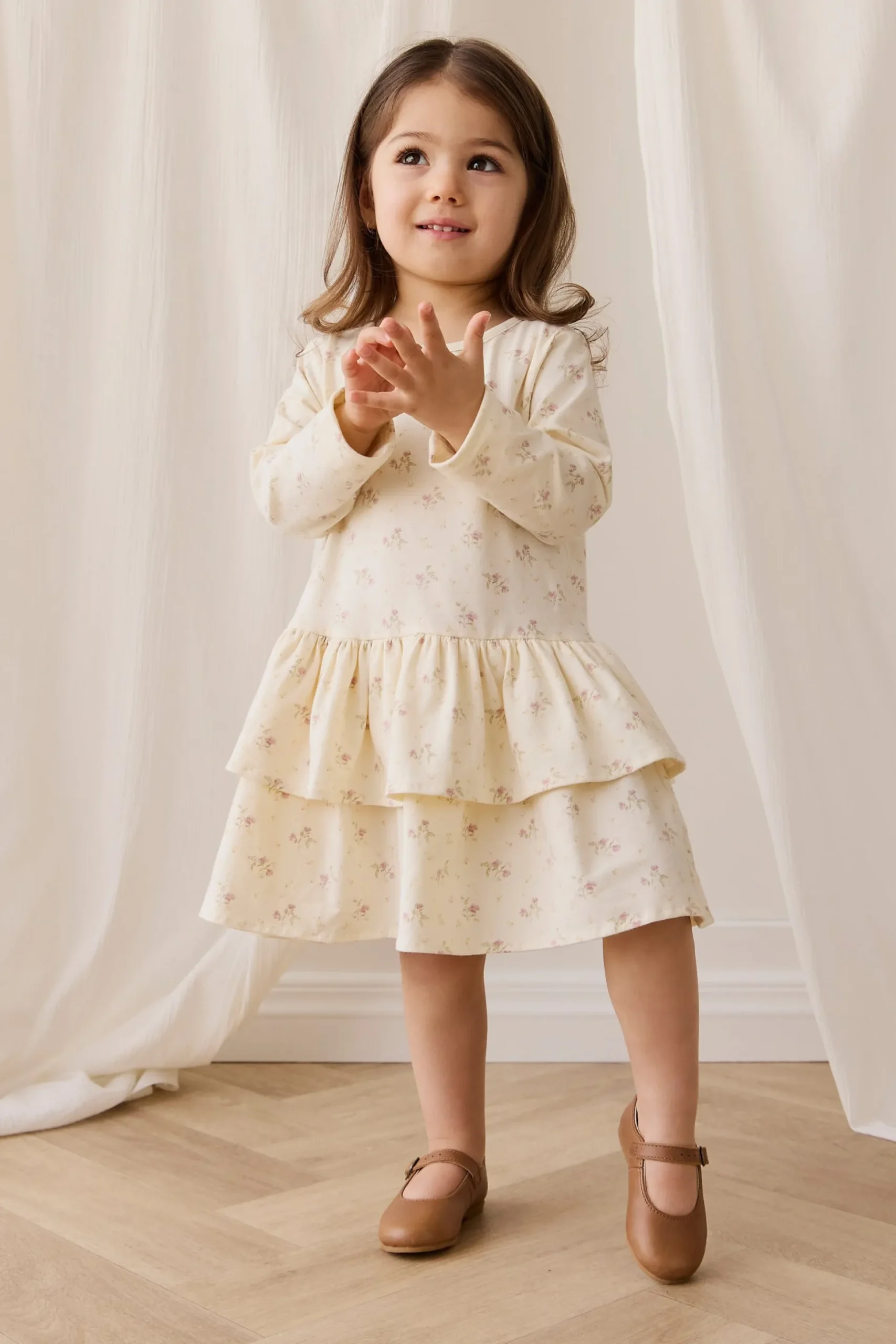 Organic Cotton Fayette Dress - Thelma Parchment