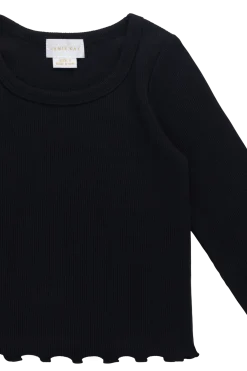Organic Cotton Fine Rib Agathe Top - Ebony
