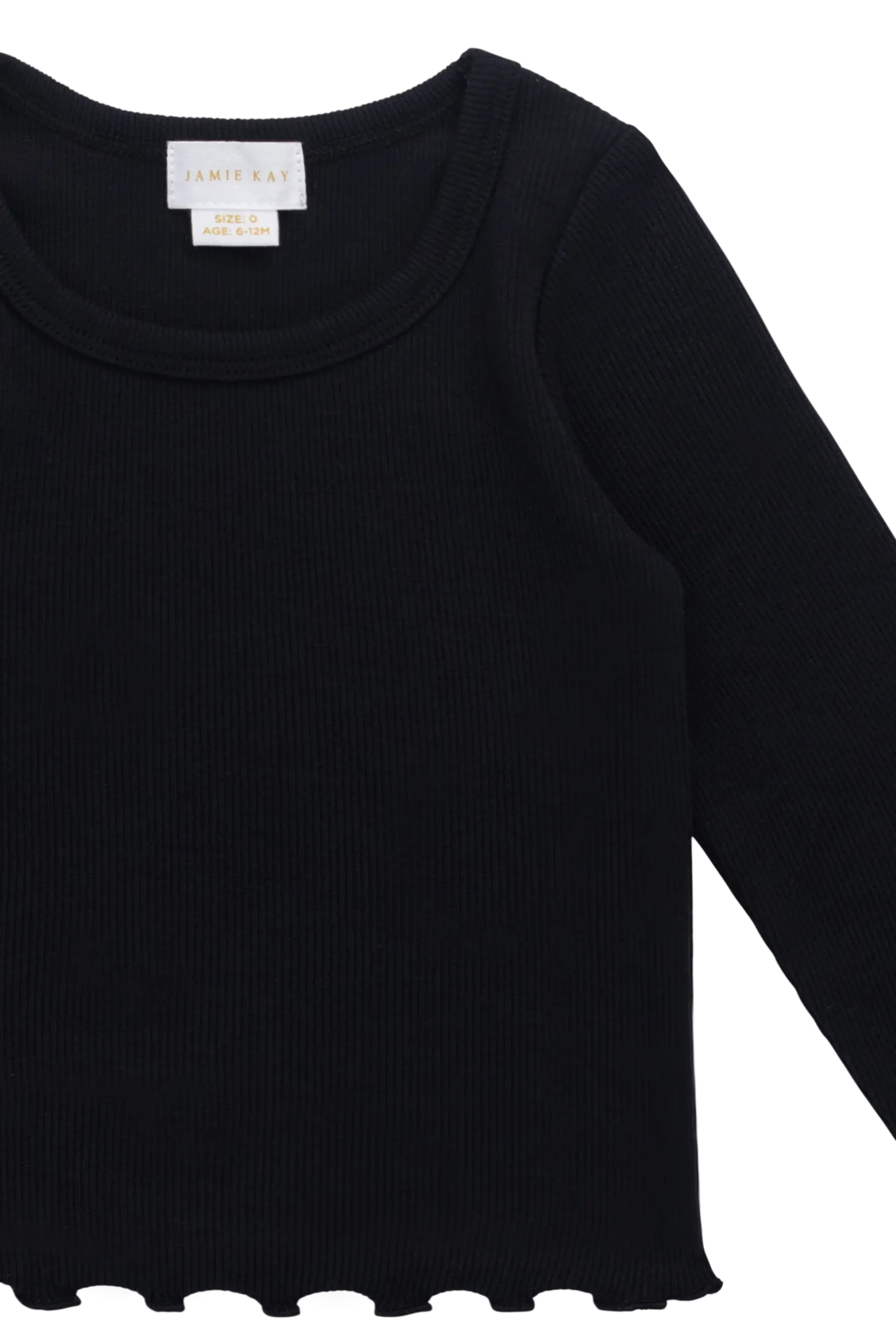 Organic Cotton Fine Rib Agathe Top - Ebony