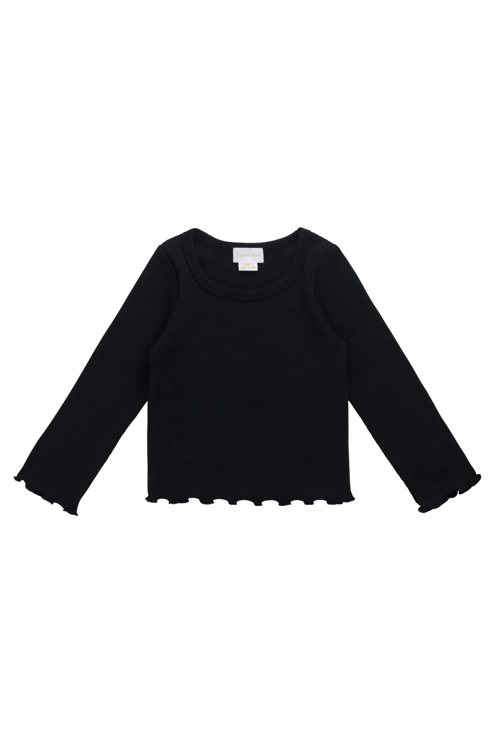 Organic Cotton Fine Rib Agathe Top - Ebony
