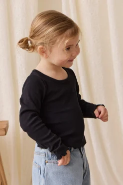 Organic Cotton Fine Rib Agathe Top - Ebony