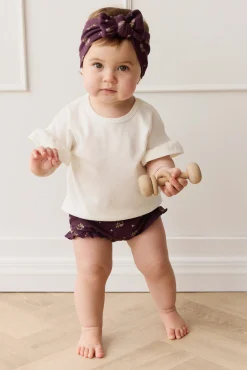 Organic Cotton Fine Rib Frill Bloomer - Simone Huckleberry