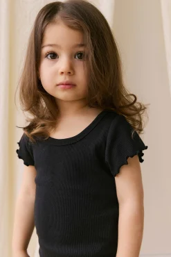 Organic Cotton Fine Rib Ines Top - Ebony