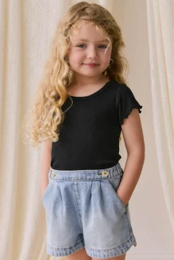 Organic Cotton Fine Rib Ines Top - Ebony