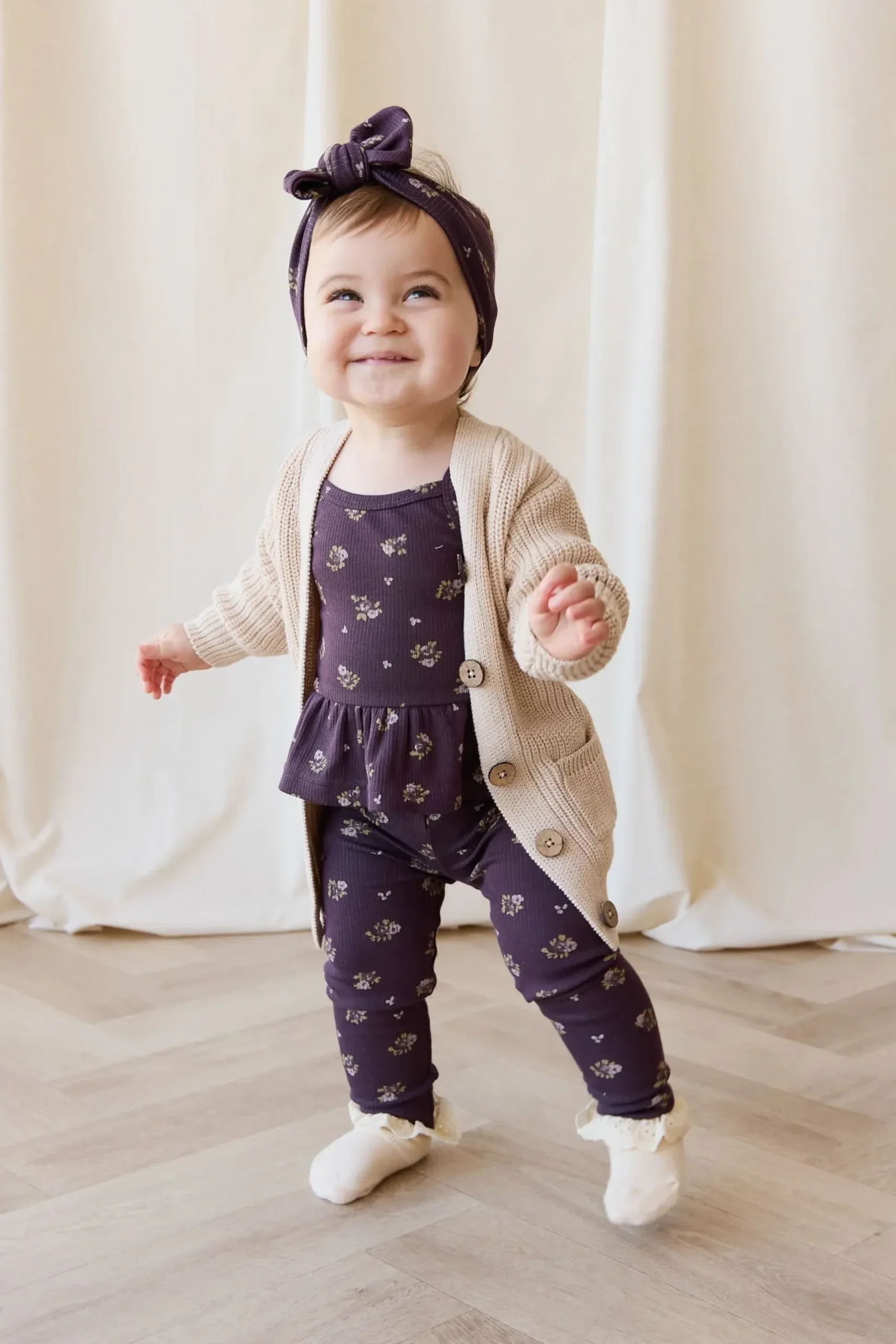 Organic Cotton Fine Rib Legging - Simone Huckleberry