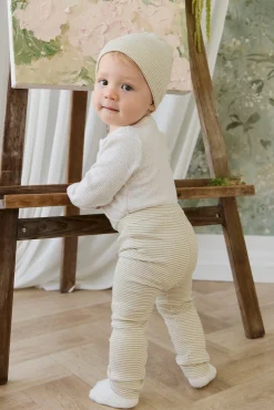 Organic Cotton Fine Rib Wiley Legging - Petite Stripe Hay/Cloud