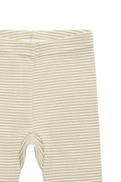 Organic Cotton Fine Rib Wiley Legging - Petite Stripe Hay/Cloud