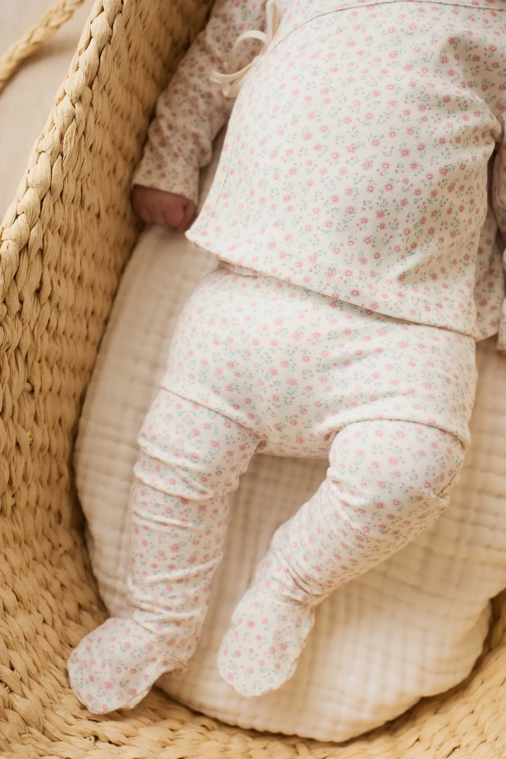 Organic Cotton Footed Pant - Posy Garden Pink