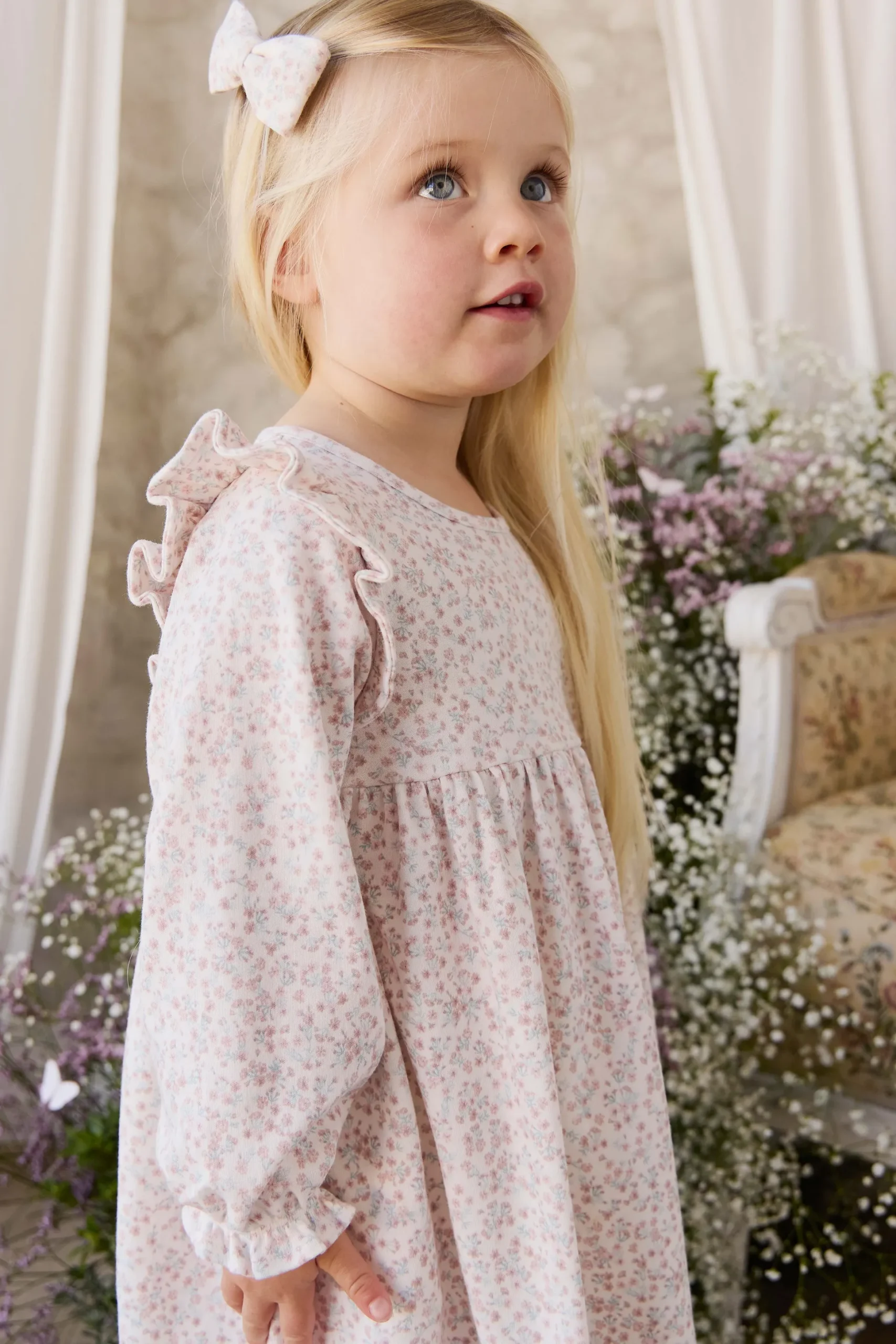 Organic Cotton Frankie Dress - Posy Milk