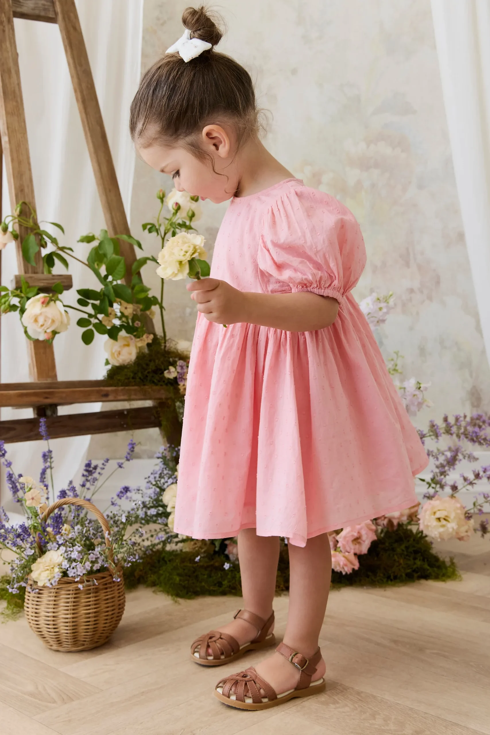 Organic Cotton Frannie Dress - Swiss Pink