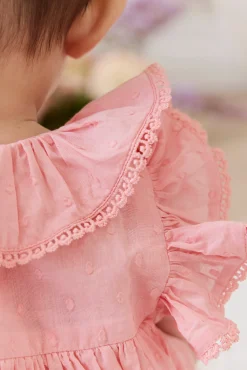 Organic Cotton Frannie Playsuit - Swiss Pink