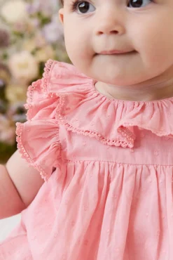 Organic Cotton Frannie Playsuit - Swiss Pink