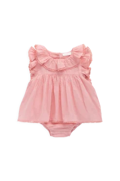 Organic Cotton Frannie Playsuit - Swiss Pink