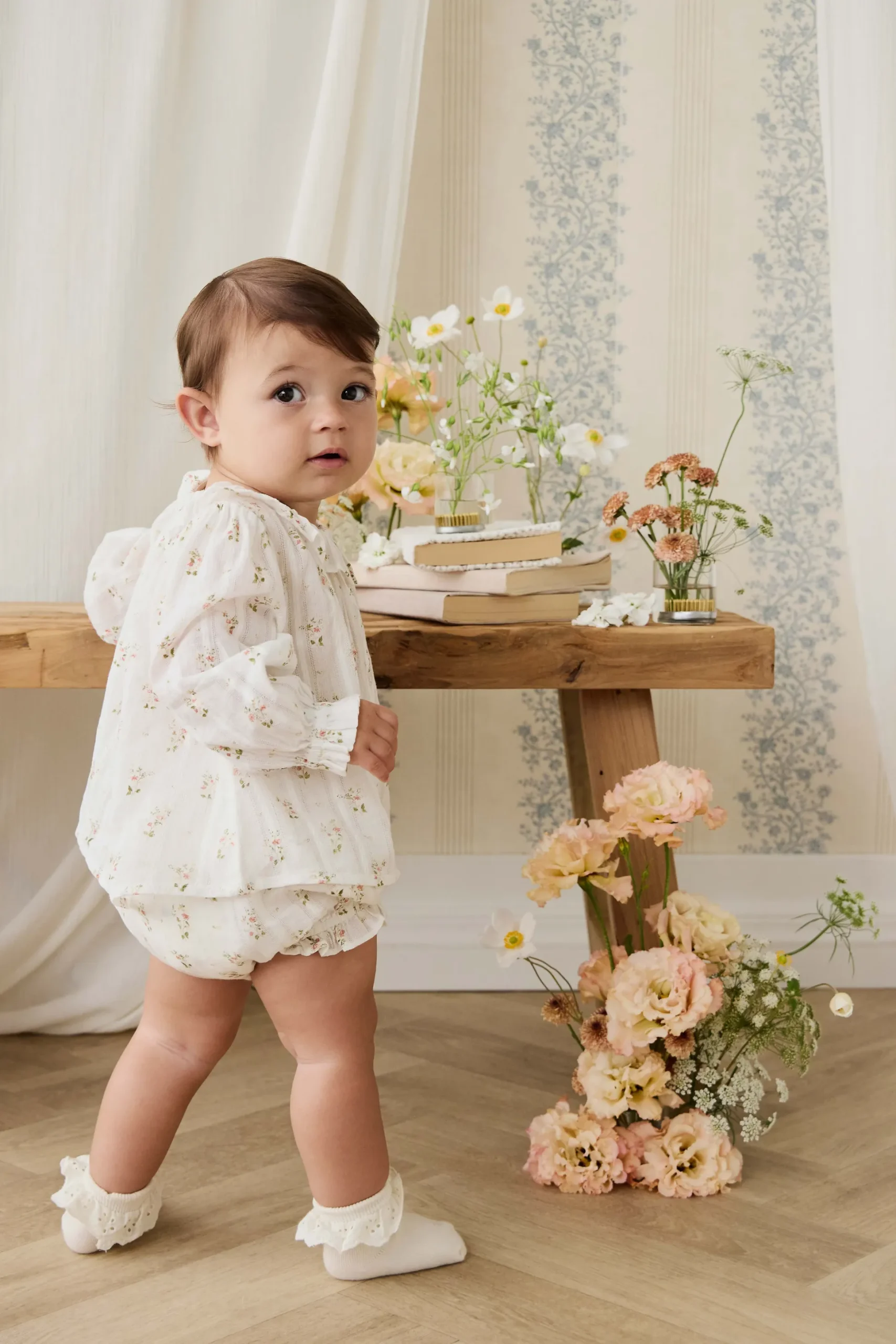 Organic Cotton Frill Bloomer - Josepha Egret