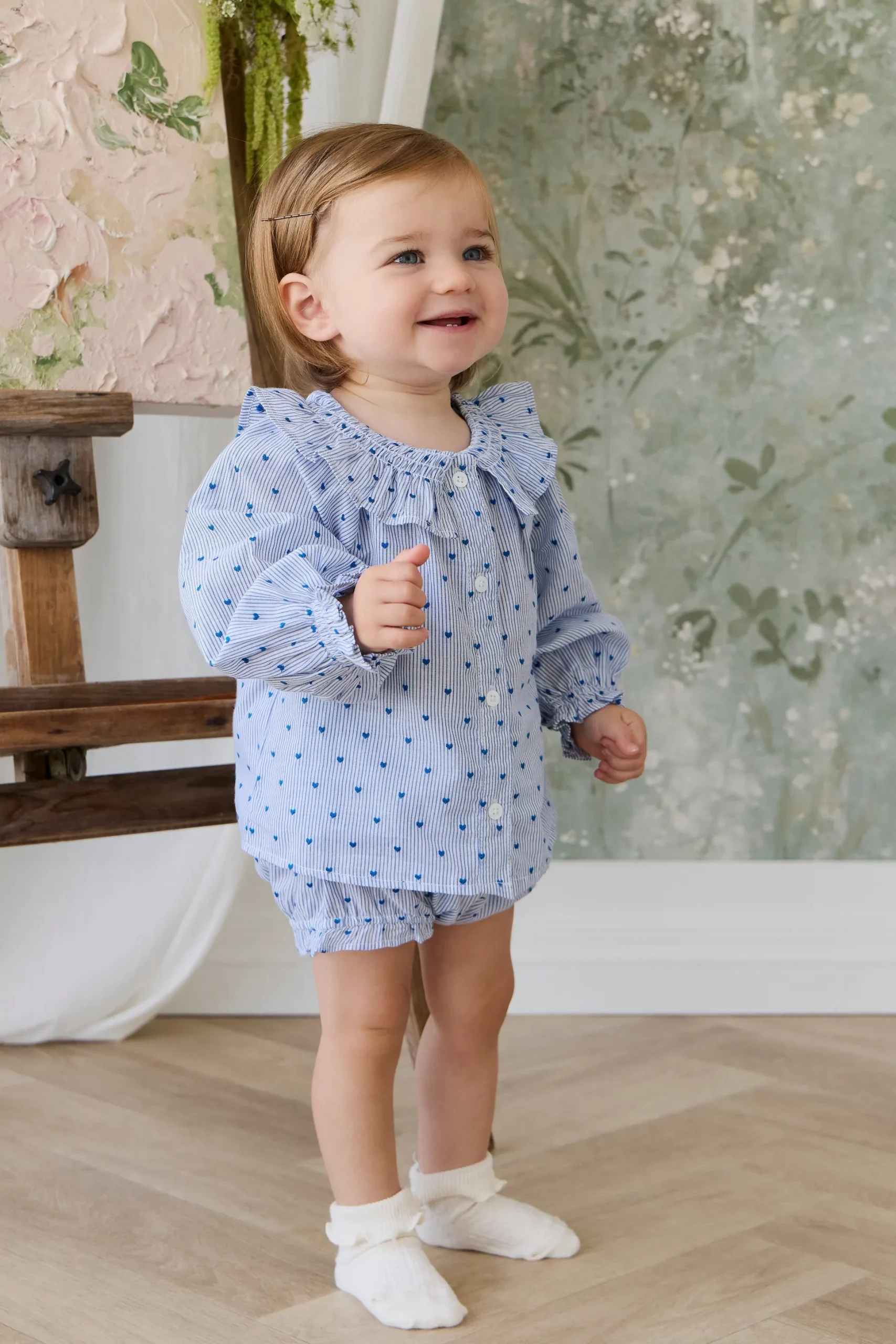 Organic Cotton Frill Bloomer - Mon Amour Stripe Indigo