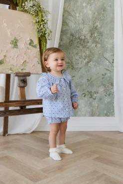 Organic Cotton Frill Bloomer - Mon Amour Stripe Indigo