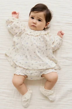 Organic Cotton Frill Bloomer - Juniper Fields Blue