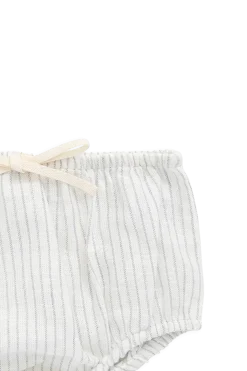 Organic Cotton Gabriel Bloomer-Mini Pinstripe Parchment / Dawn