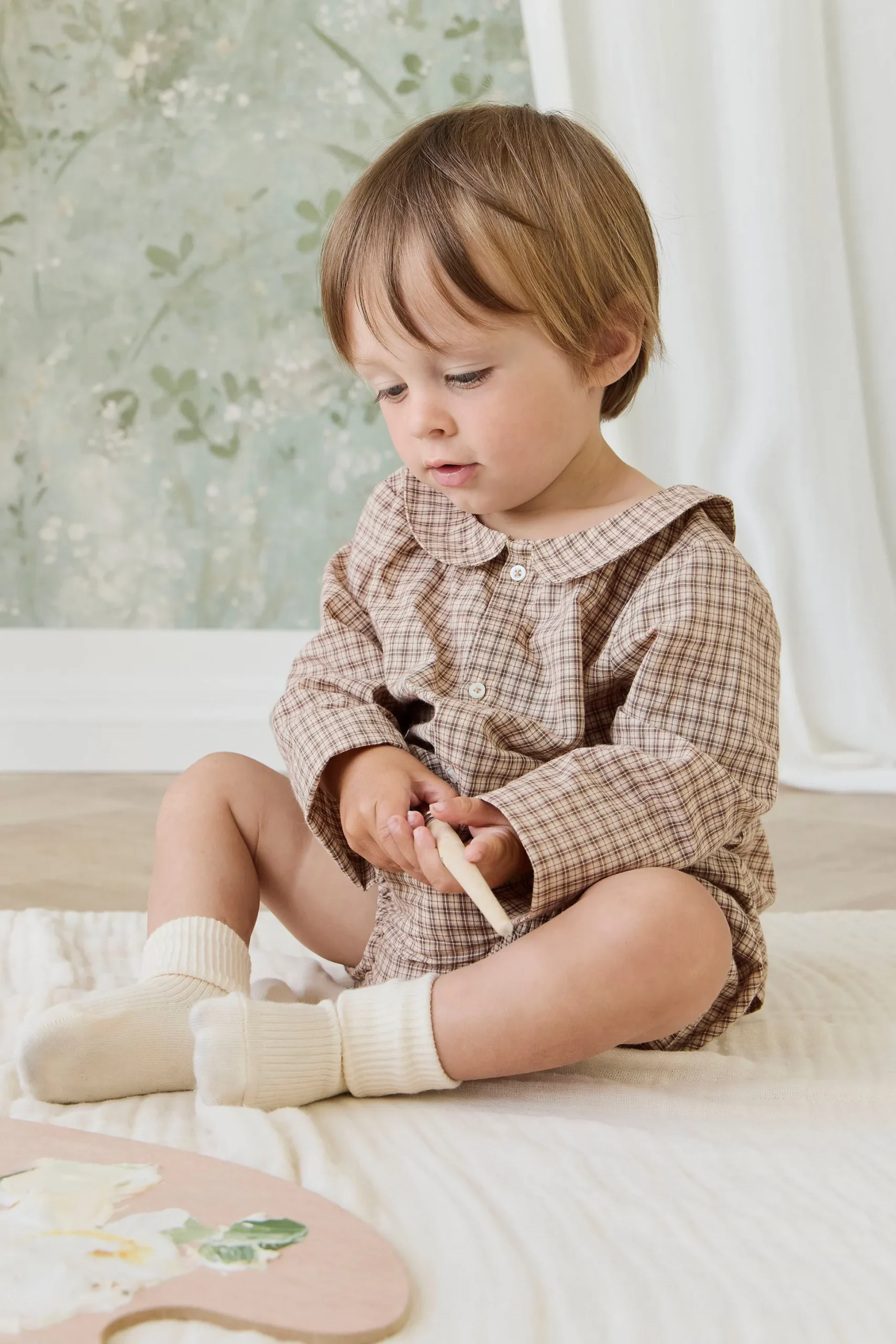 Organic Cotton Gabriel Bloomer - Cabin Check Cocoa