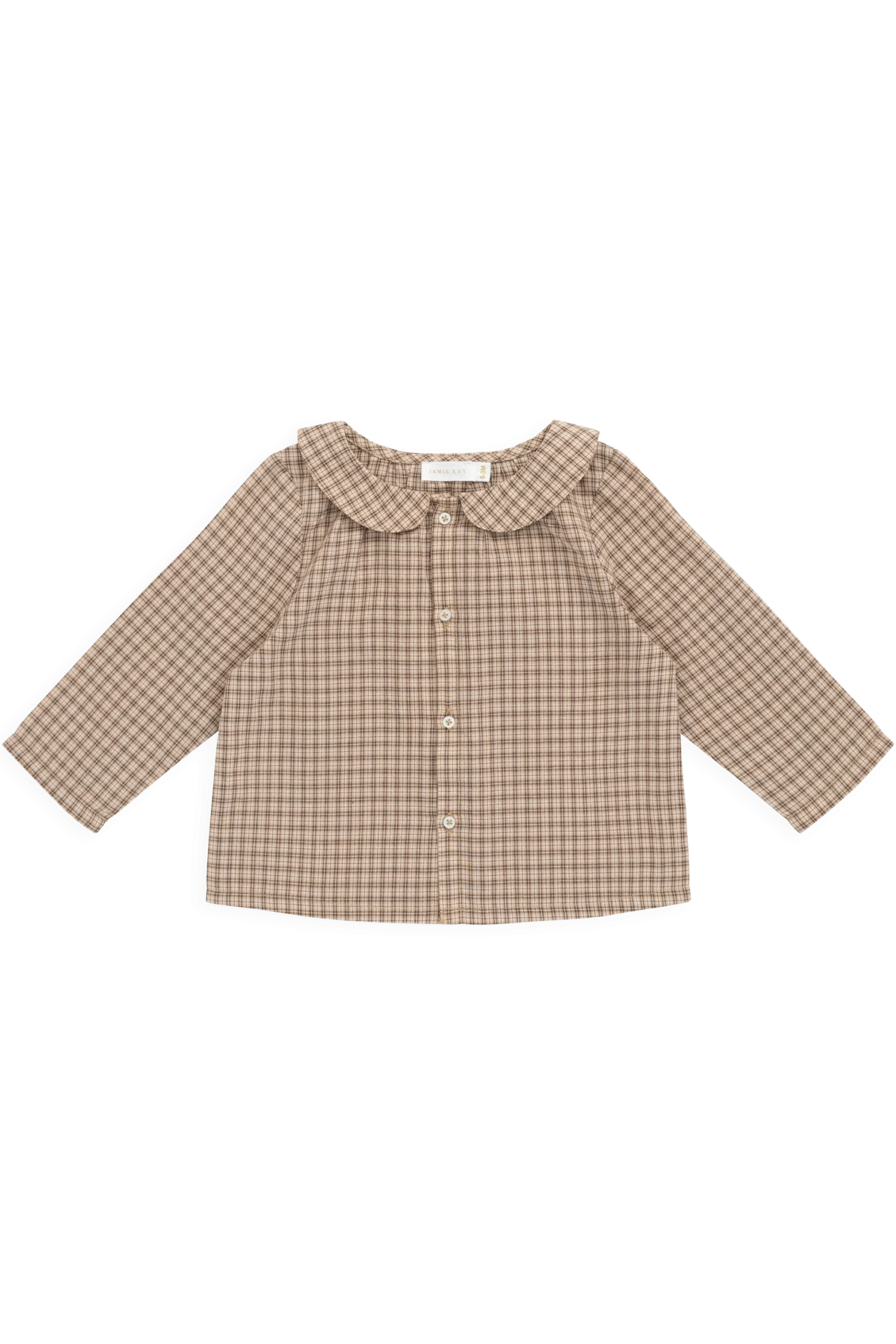 Organic Cotton Gabriel Top - Cabin Check Cocoa