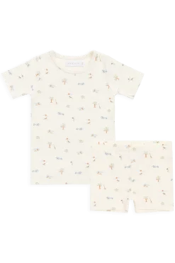 Organic Cotton Halston Short Sleeve Pyjama Set - Savannah Animals Tofu