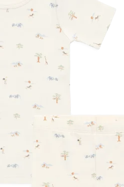 Organic Cotton Halston Short Sleeve Pyjama Set - Savannah Animals Tofu