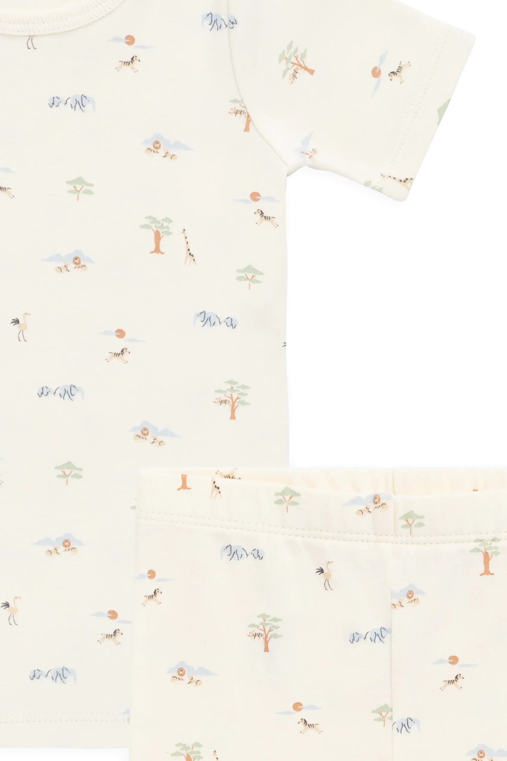 Organic Cotton Halston Short Sleeve Pyjama Set - Savannah Animals Tofu