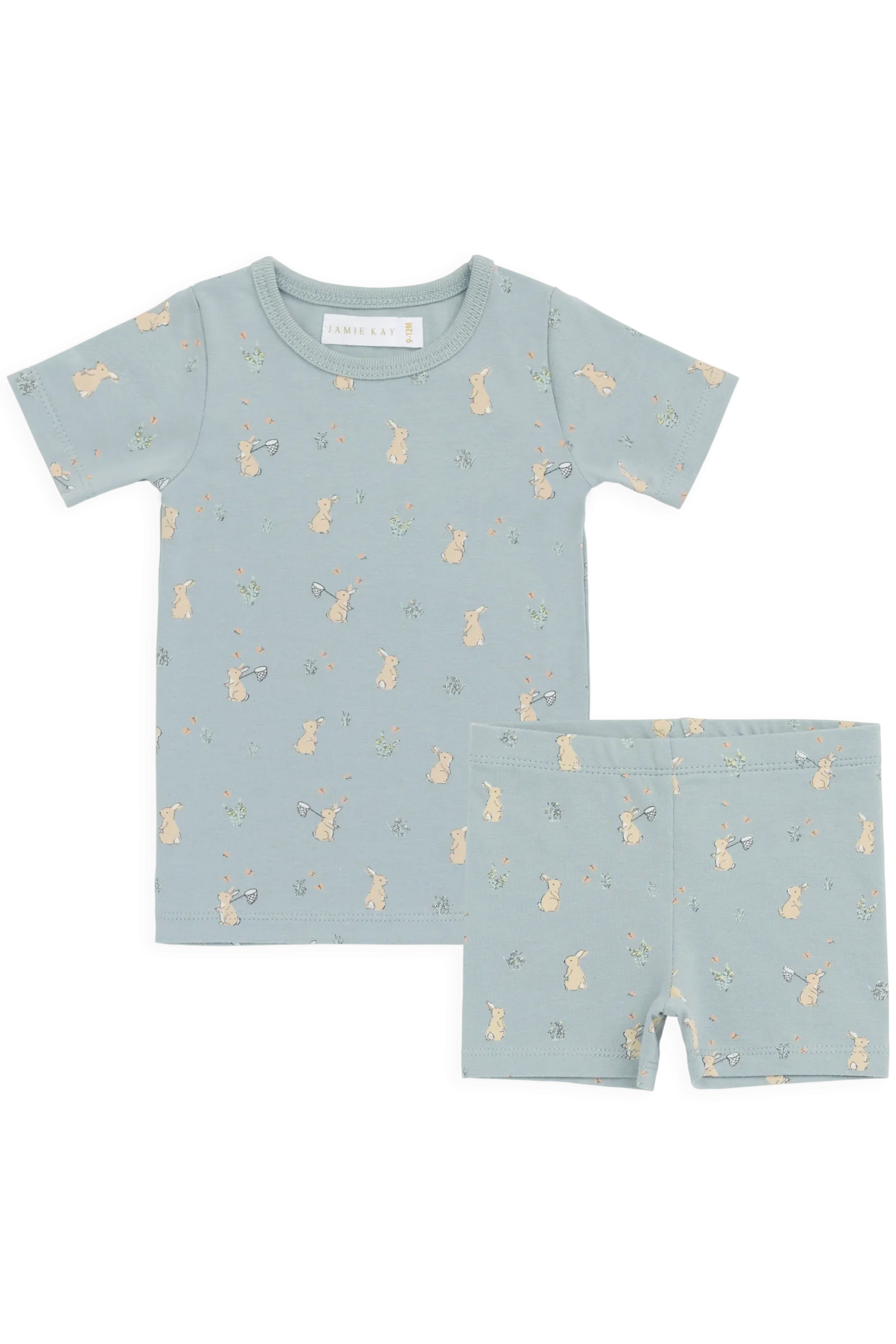 Organic Cotton Halston Short Sleeve Pyjama Set-Lapin Jardin Blue