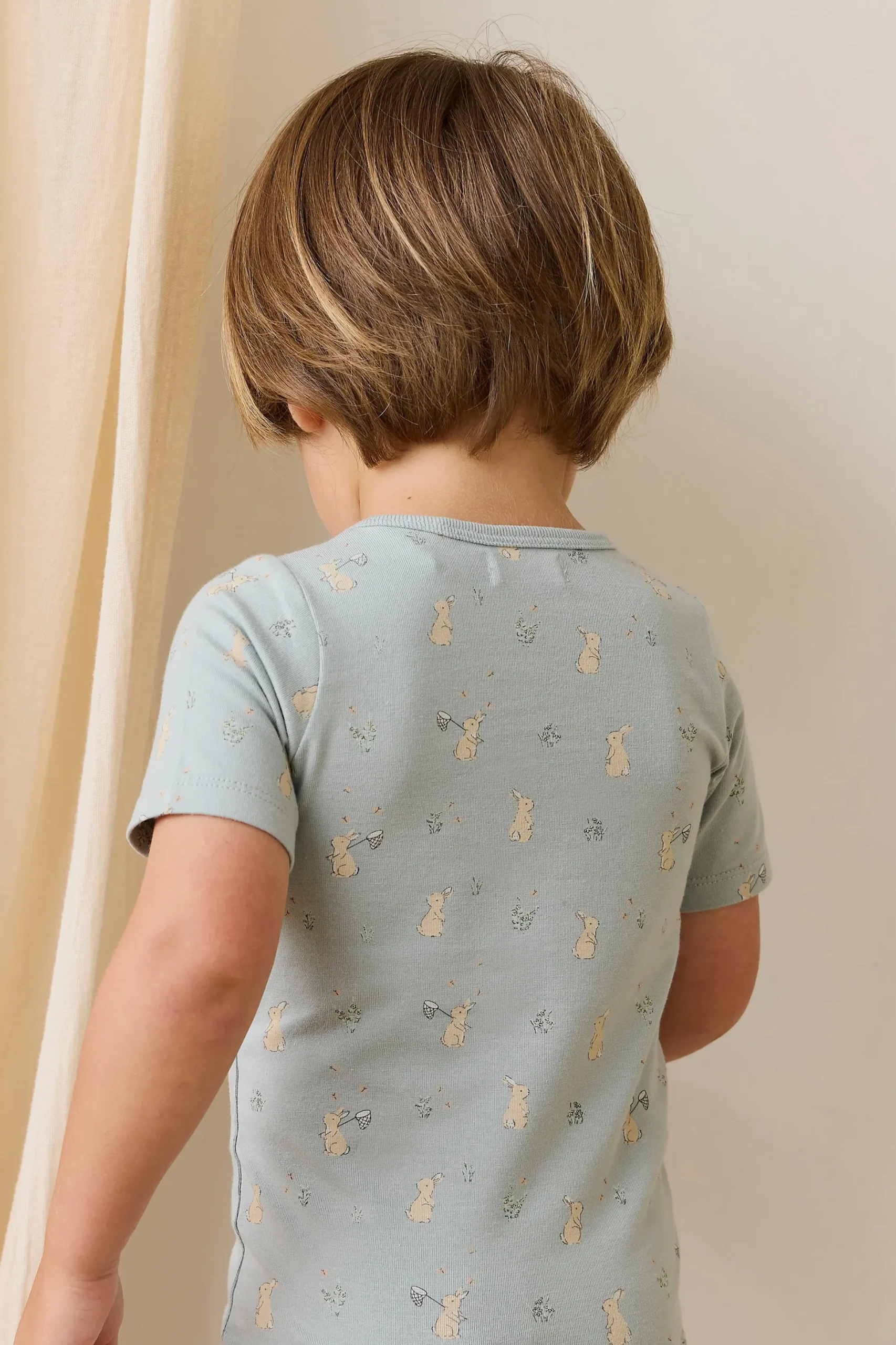 Organic Cotton Halston Short Sleeve Pyjama Set-Lapin Jardin Blue