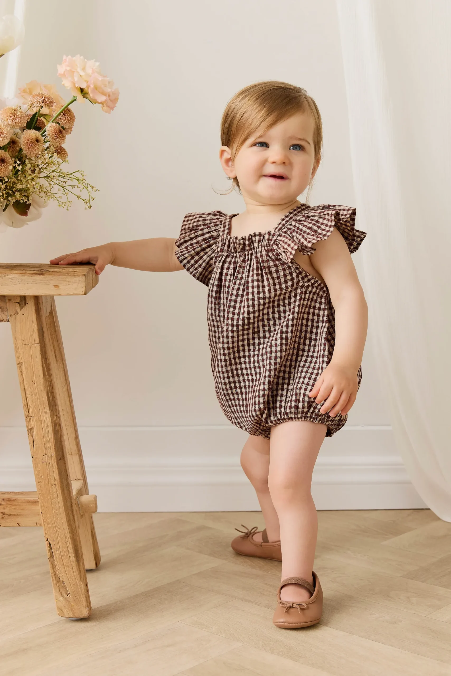 Organic Cotton Harriet Playsuit - Cinnamon Gingham