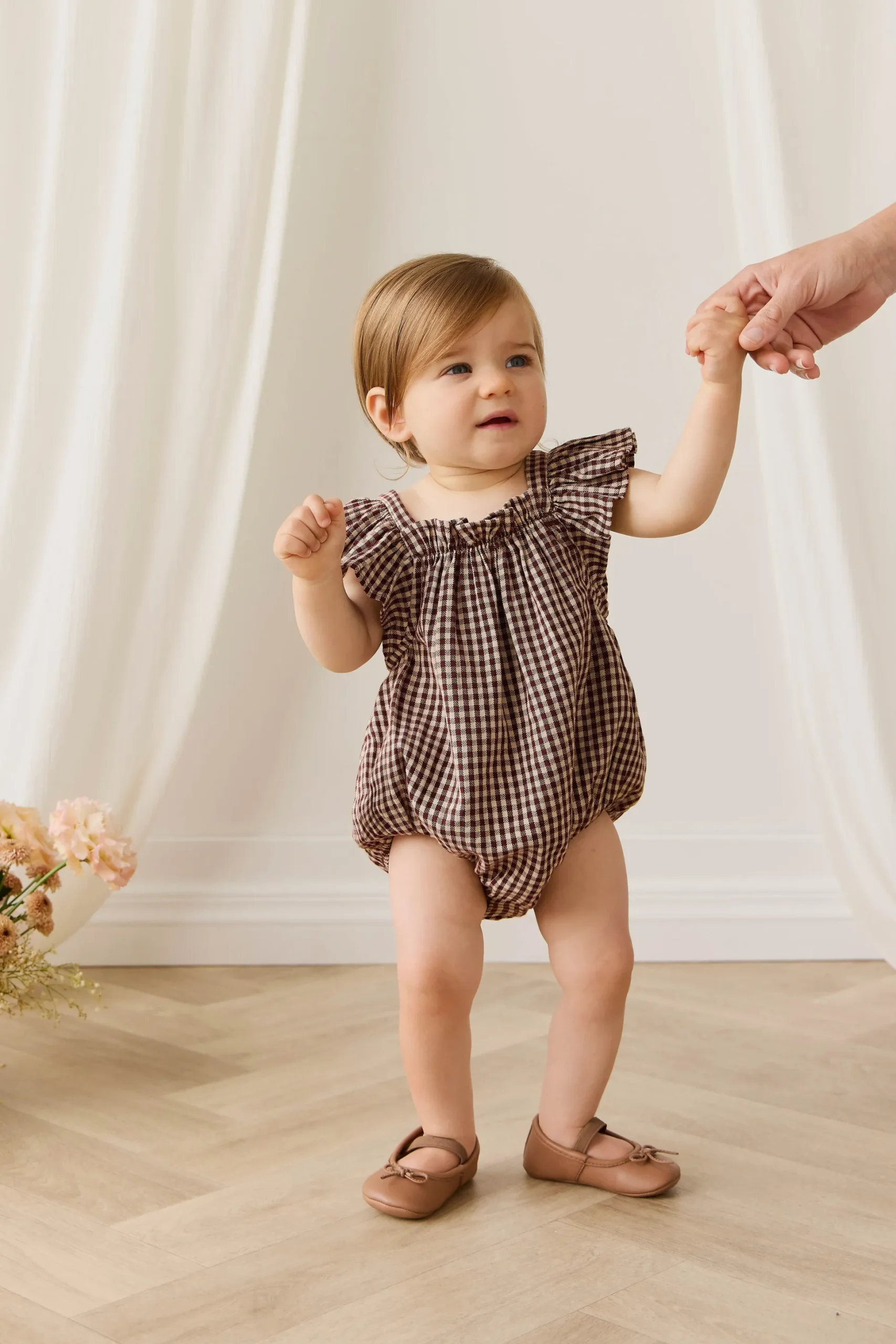 Organic Cotton Harriet Playsuit - Cinnamon Gingham