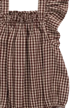Organic Cotton Harriet Playsuit - Cinnamon Gingham