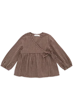 Organic Cotton Imani Blouse - Cinnamon Gingham