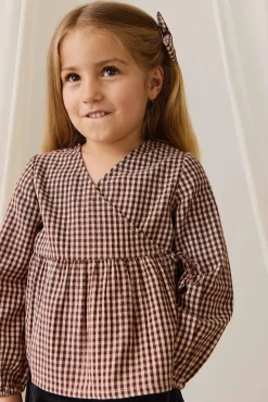 Organic Cotton Imani Blouse - Cinnamon Gingham