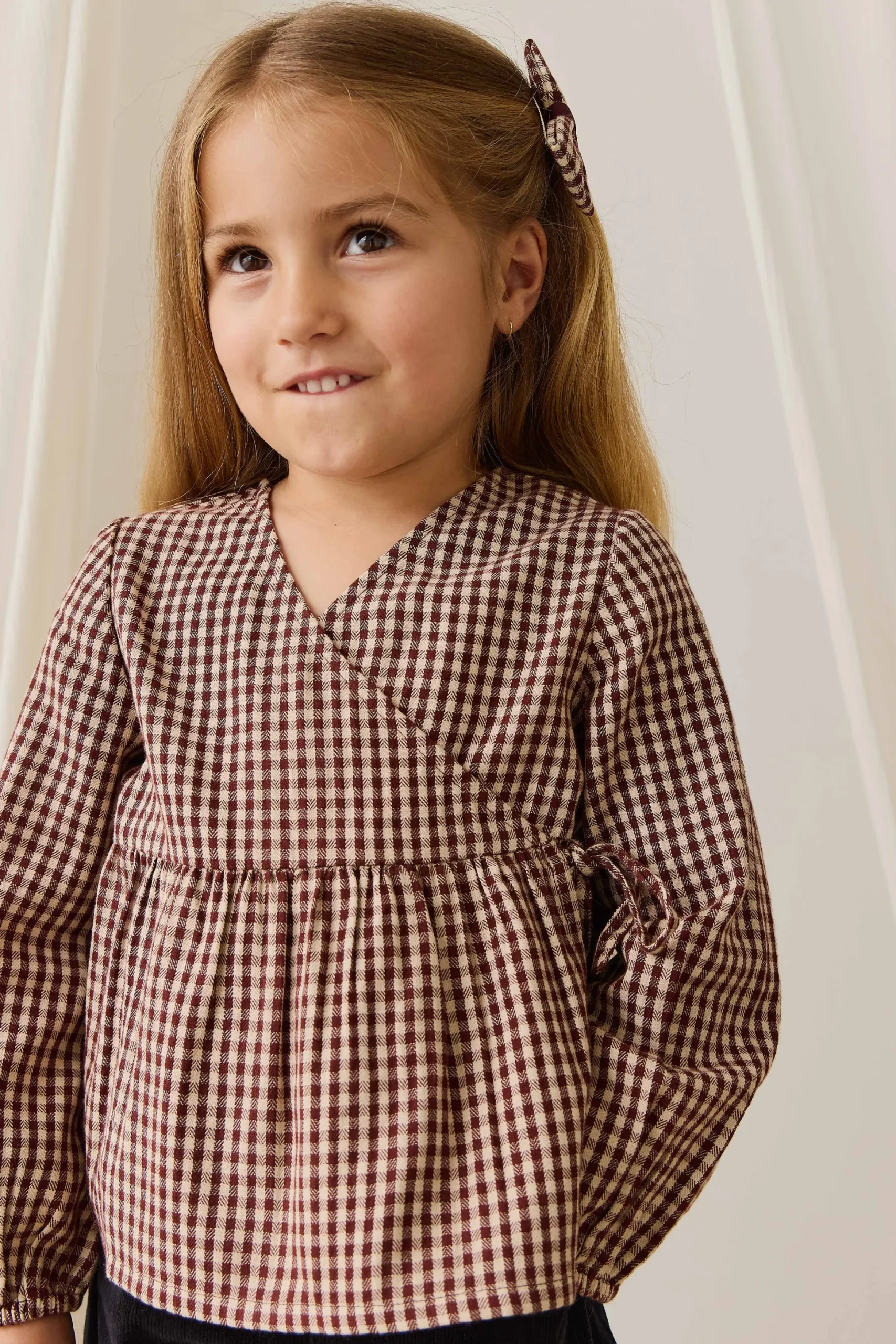 Organic Cotton Imani Blouse - Cinnamon Gingham