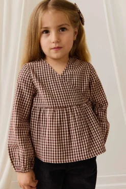 Organic Cotton Imani Blouse - Cinnamon Gingham